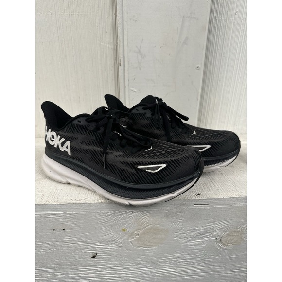 Hoka  One One Clifton 9 Black White Womens Size 6.5D Worn 2/3 Times - Picture 1 of 15